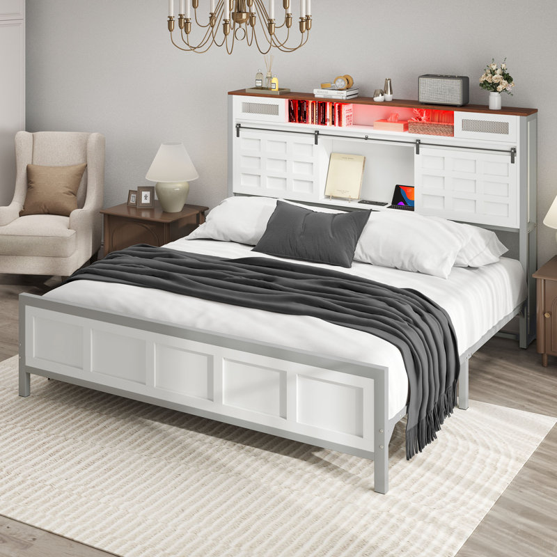 Lit plateforme avec rangement Farmhouse, Très grand, Blanc
