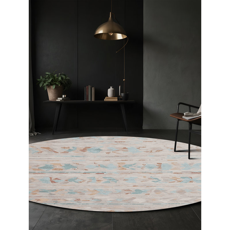 Machine Washable Beige Area Rug, Round 8'