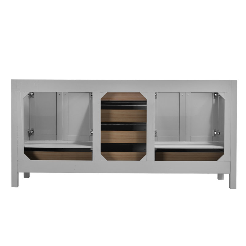 Meuble-lavabo moderne 72 po et lavabo, structure en bois massif, rangement spacieux pour la salle de bain