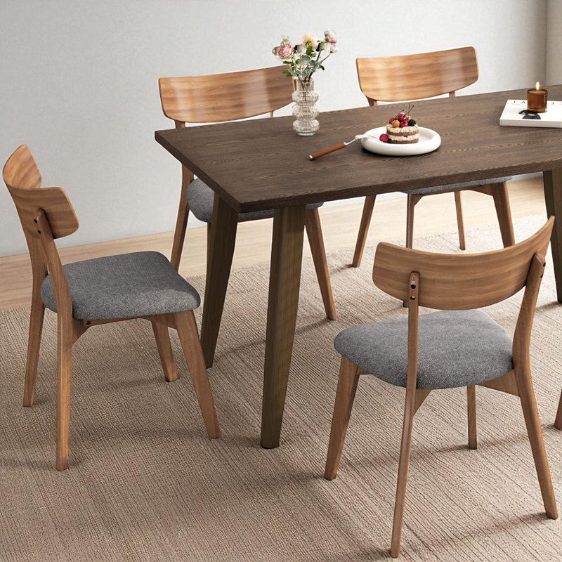 Putnam Upholstered Dining Chairs With Curved Back & Rubberwood Legs