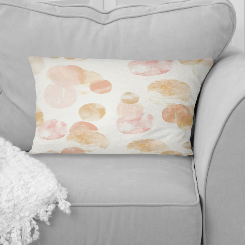 Pink Orange Boho Circles I - Boho Lumbar Pillow