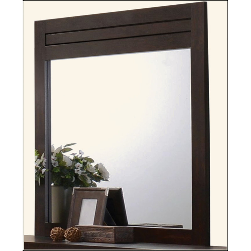 Miroir à finition acajou