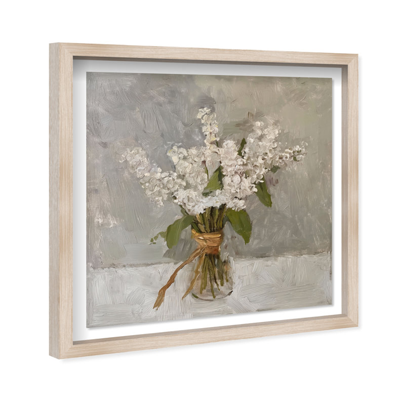 Snowbound Flower Shadowbox Floral & Botanical Print by Oliver Gal, Black Frame, 12 x 12, 13.5"H x 13.5"W, Natural Oak Frame