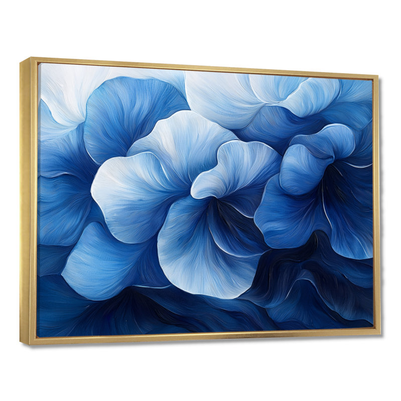 Blanc sur velours bleu jonquilles Bloom II - jonquilles grand art mural, H 30 po x l 40 po, Impression encadrée flottante