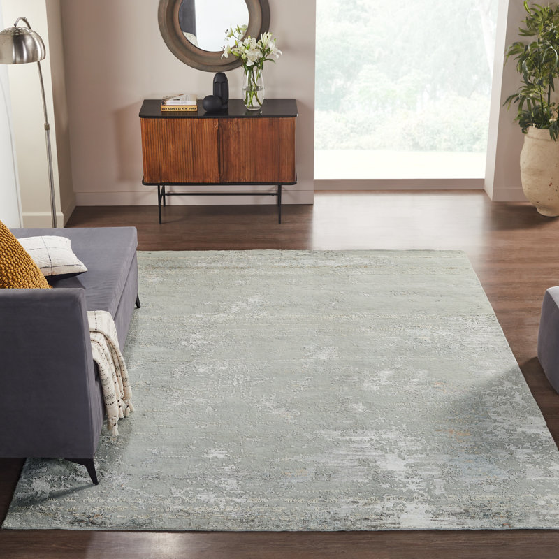 Illusion Weave Hand Knotted Abstract Area Rug, Rectangle 10' x 14'