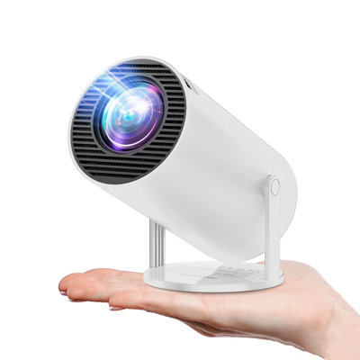 Projector 4k 1080p Support, Mini Projector Smart For Movie Projection Compatible With Phone- White