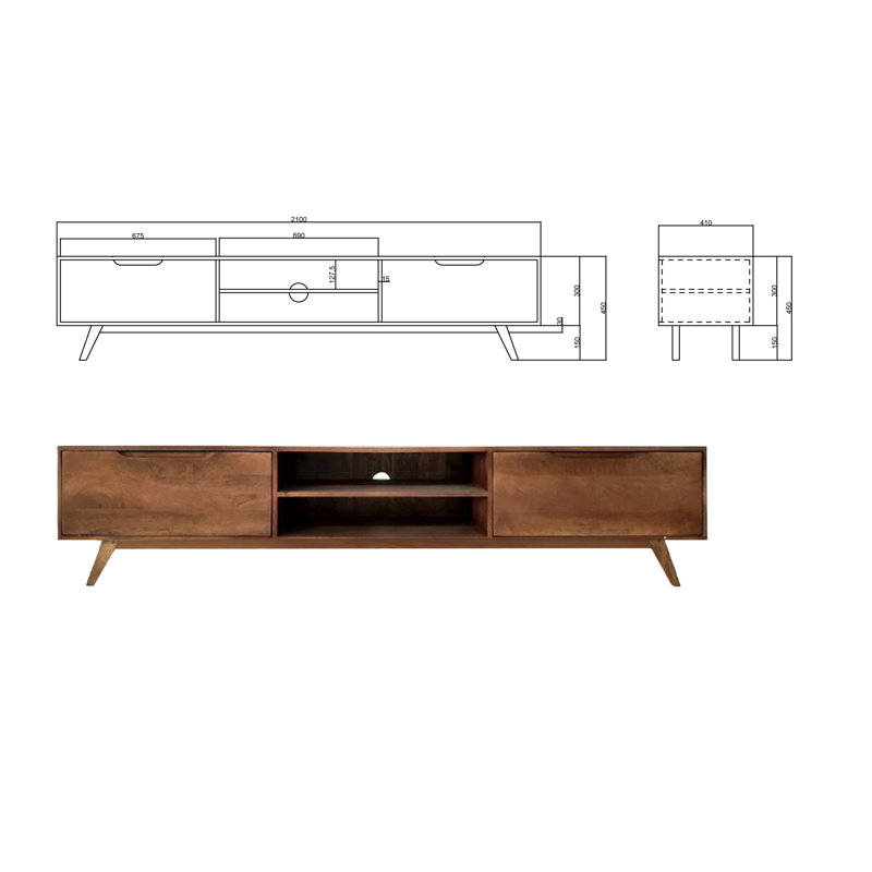 Crowell Unfinished TV Stand for TVs up to 85", Natural