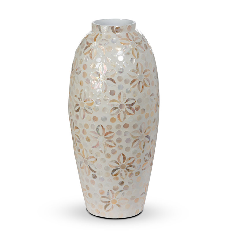 Capraia Coast Large Floral Vase, Mother Of Pearl, Light Brown, 25 pieces