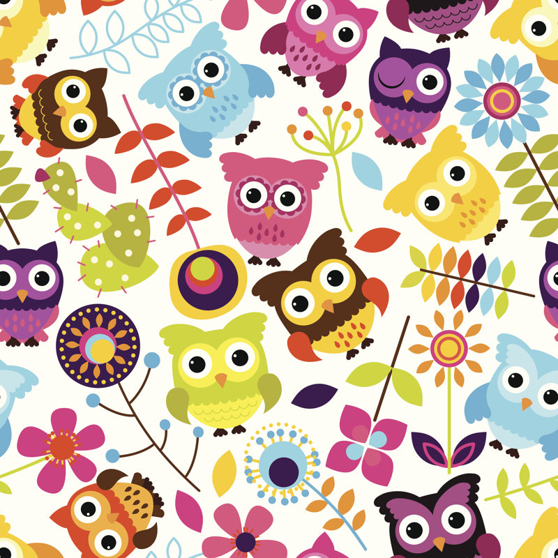Seamless And Tileable Vector Owl Background Pattern by PinkPueblo - Wrapped Canvas Print, 76cm H x 76cm W x 3.8cm D