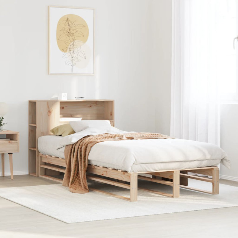 Bookcase Bed Without Mattress Solid Wood, Brown, 96 x 224 cm