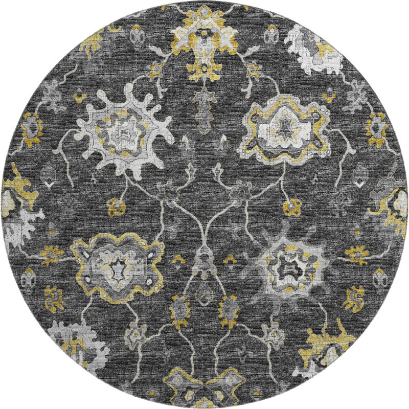 Ellenmarie Area Rug with Non-Slip Backing, Round 8'