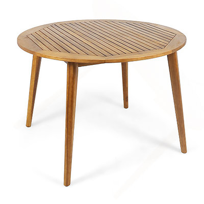 47.25" Round Acacia Wood Dining Table With Teak Finish, Modern Slatted Patio Table For Indoor & Outdoor Use
