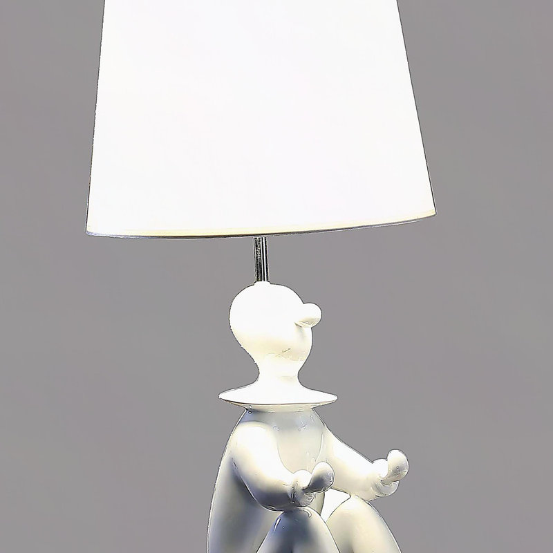 Lampe de table moderne 21,25 po en résine, Blanc, Blanc