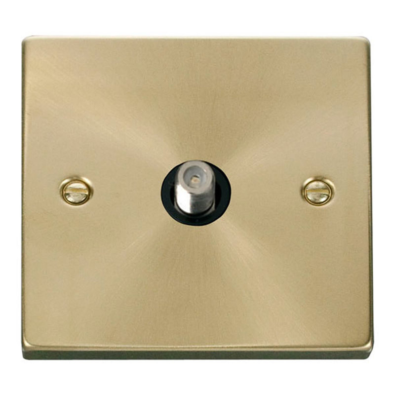 Satin Brass Satellite Socket 1 Gang