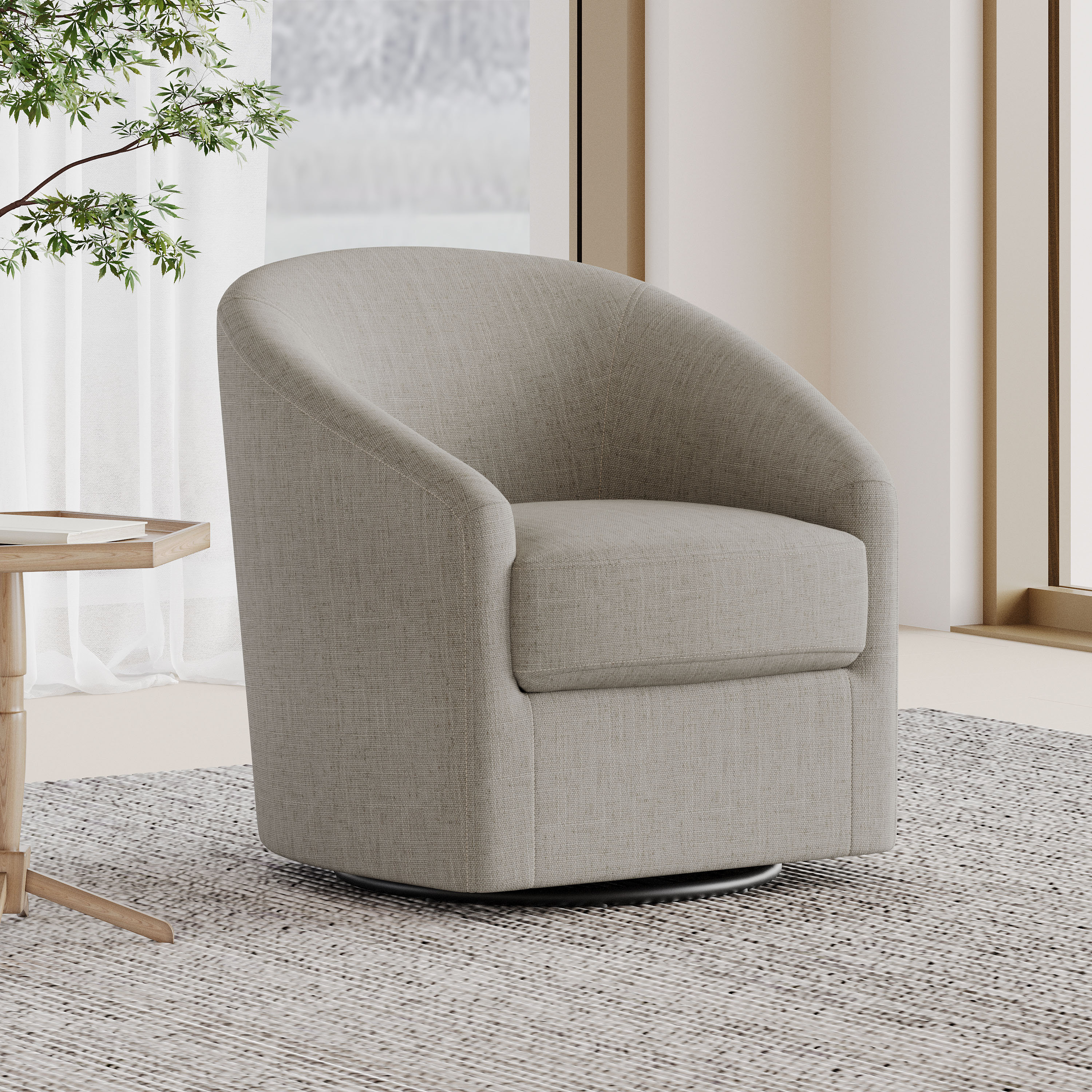 Latitude Run® Marsels Upholstered Swivel Glider Barrel Chair Wayfair