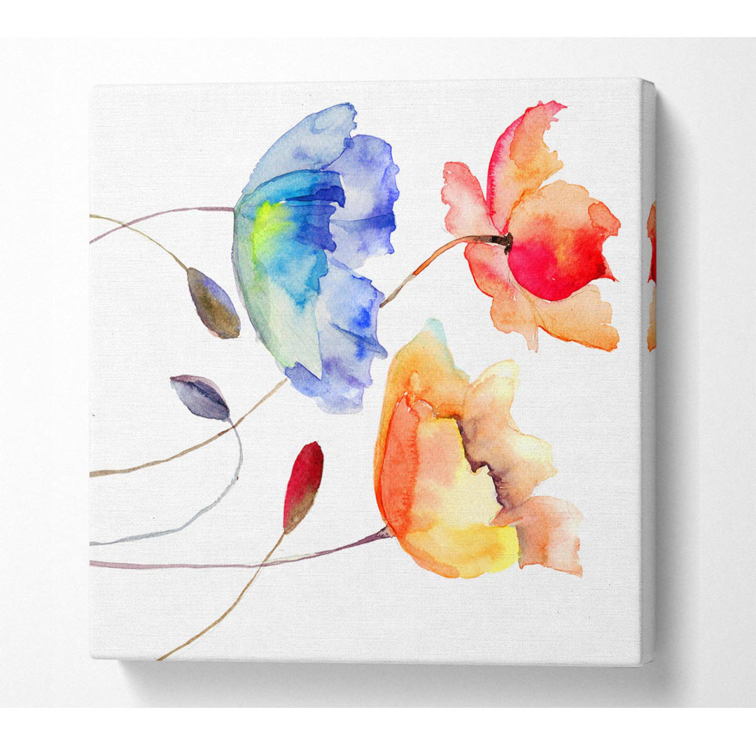 Mohn-Aquarell - Kunstdrucke auf Leinwand - Wrapped Canvas