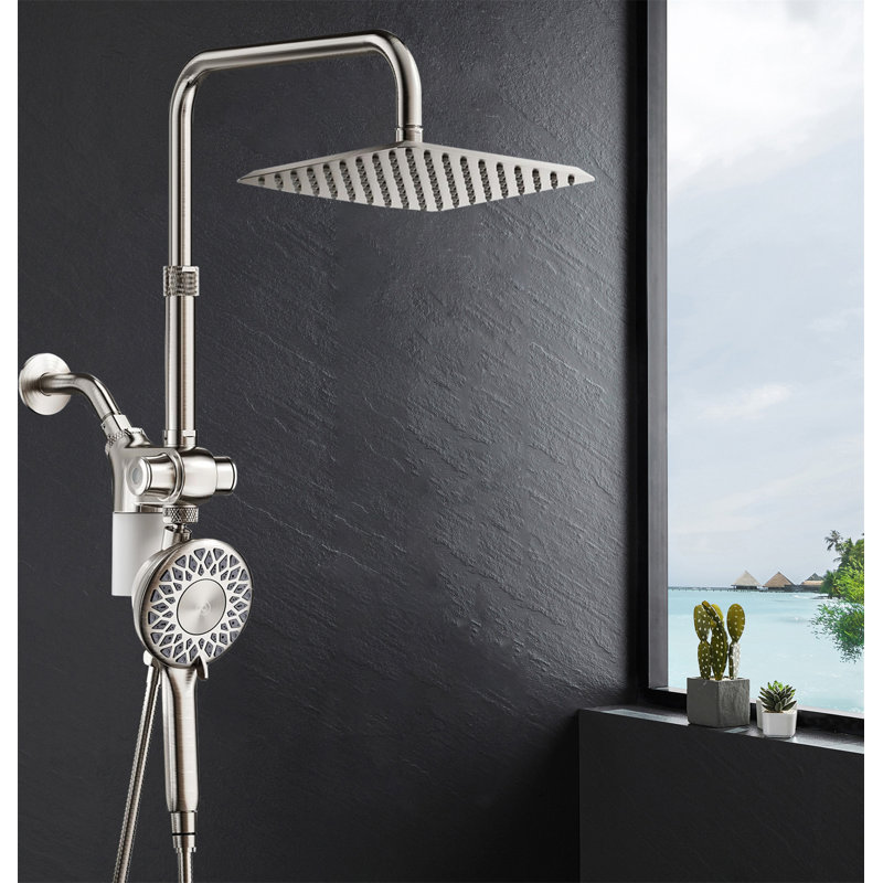 Dual Filter Shower System With Magnetic Handheld Spray – High Pressure Hard Water Filter Shower Head & Adjustable Rainfall Combo