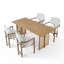 Ensemble de salle à manger d'intérieur 5 pièces en bois d'hévéa, table de 180 cm avec rotin et 4 chaises