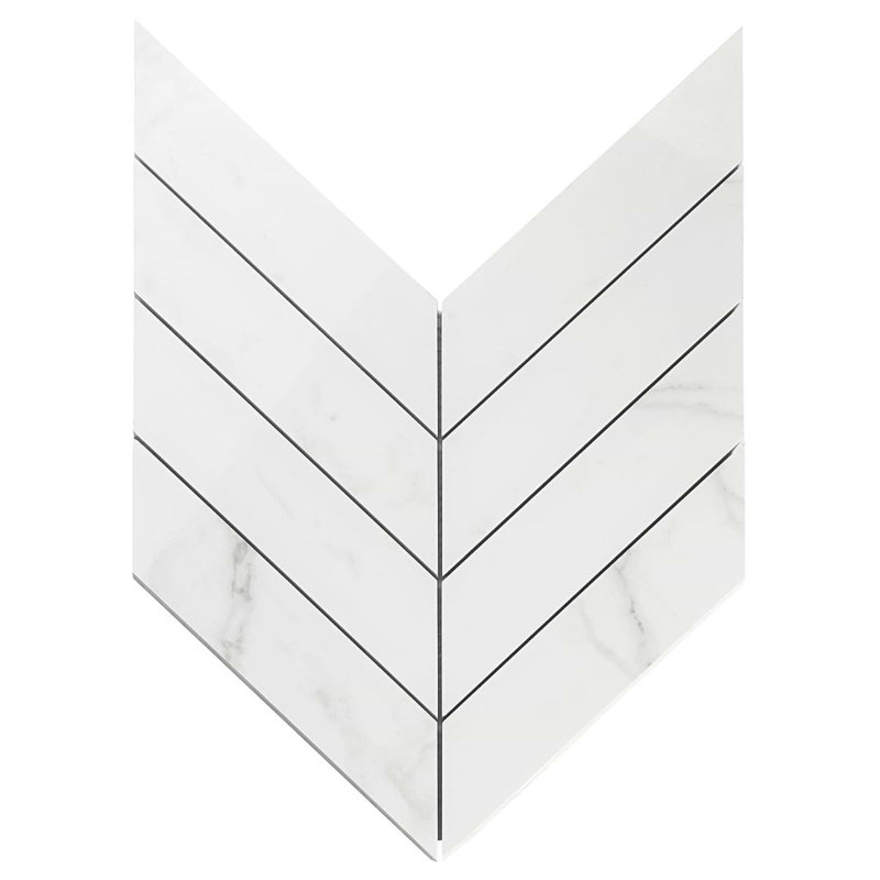 Dreamstone 2X8 Chevron Polished Porcelain Mosaic, Statuario Venato