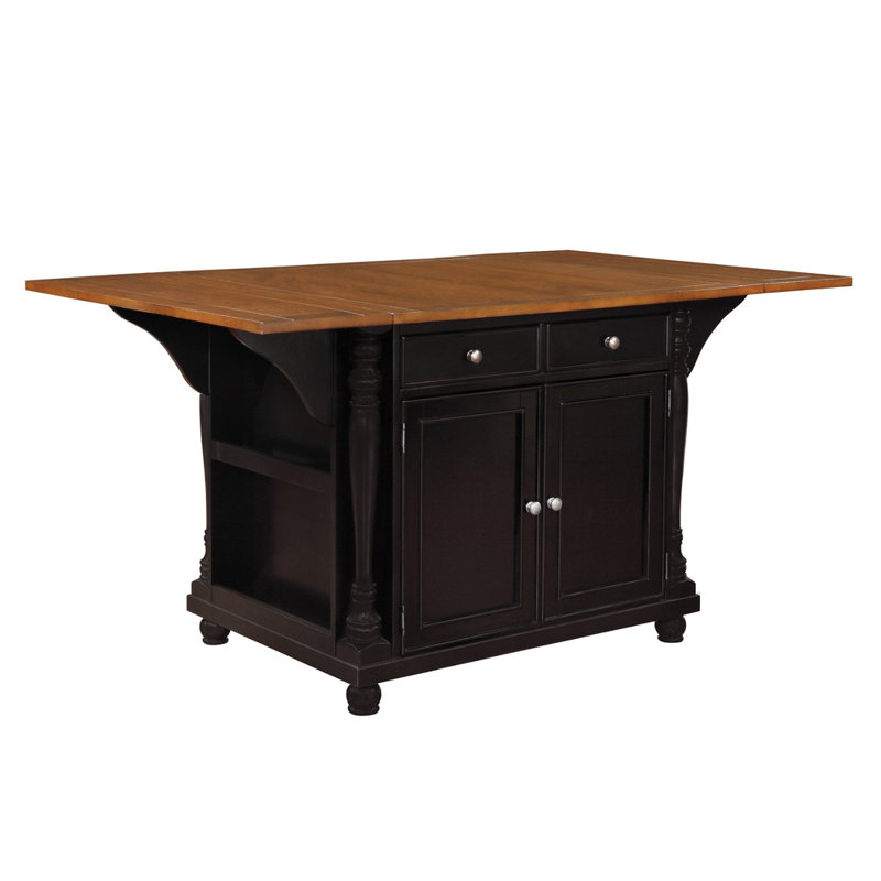 Slater 2-drawer Drop Leaf Kitchen Island Table, Black