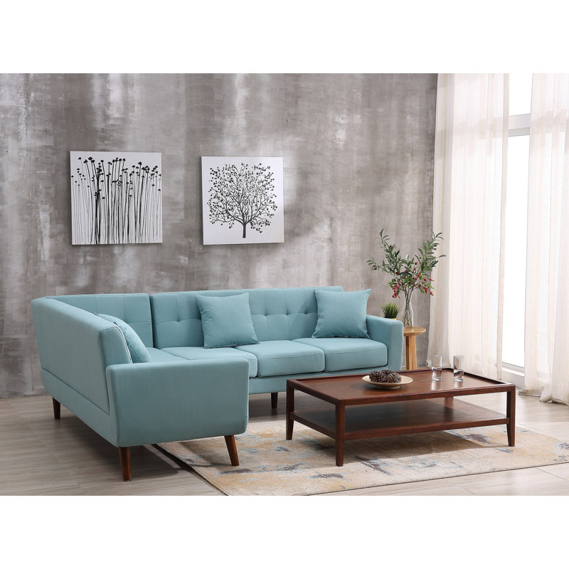 Barnet Upholstered Sectional, Eton Blue Polyester Blend, Left Hand Facing