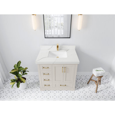Boston 36 po X P 22 po Meuble-lavabo central D Quartz