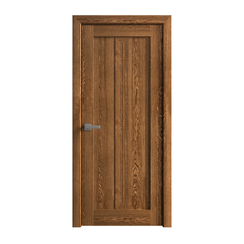 Porte intérieure française pleine 36 x 80 pouces Ego 5006 Chêne cognac Panneau simple Cadre Poignée Salle de bain Chambre Portes modernes
