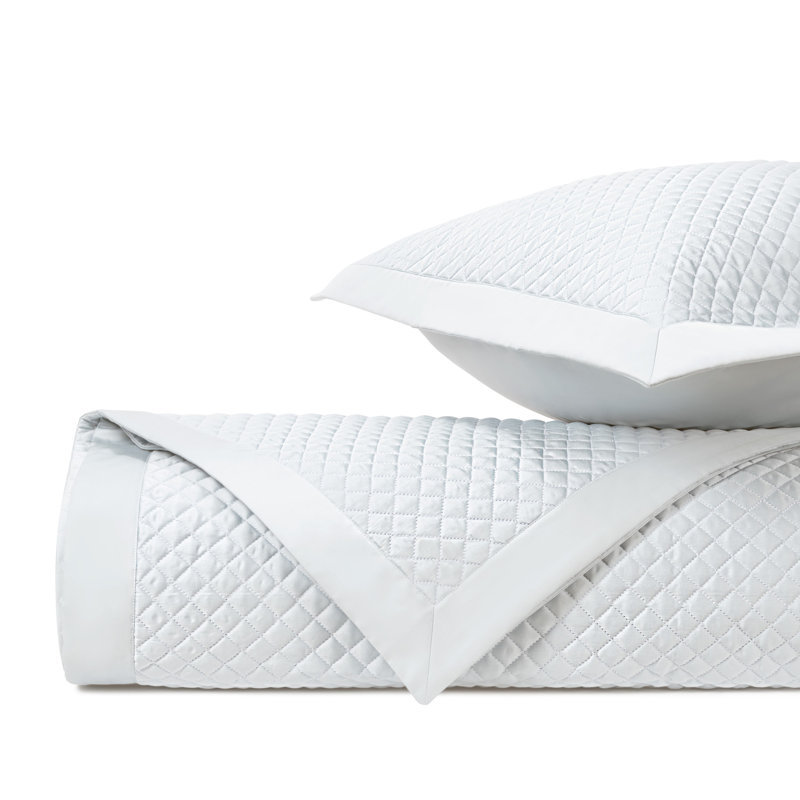 Diamond 100% Cotton Sateen Coverlet Set, Twin Coverlet/Bedspread + 1 Euro Shams, White