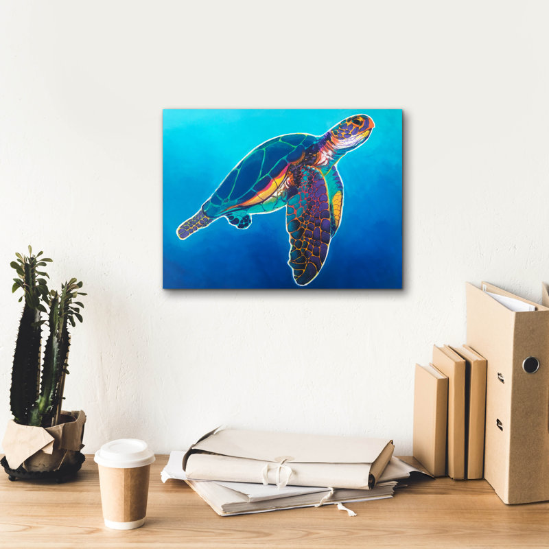 «Sea Turtle - Rainbow» par Dawg Painter, H 12 po x l 16 po x P 0,75 po