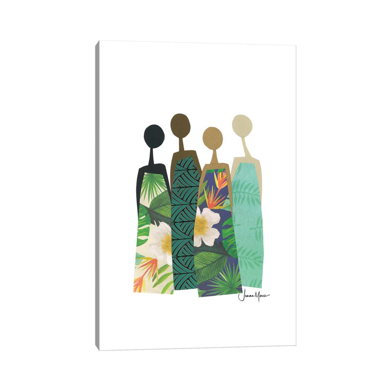 Diverse Women In Tropical Dress by LouLouArtStudio - Print on Canvas, 66.04cm H x 45.72cm W x 3.81cm D, Wrapped Canvas