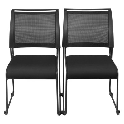 Regency Maxx Mesh Stacking Office Chairs, Fabric Seat, 12 Pack - Black