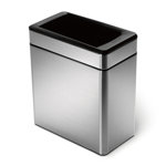 simplehuman 10 Liter / 2.6 Gallon Profile Open Trash Can, Brushed Stainless Steel