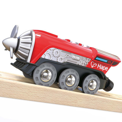 Hape: Light & Sound Propeller Engine - Red & Silver - Battery-Operated Train Toy, Forward & Reverse, Magnetic Linking Capability Vehicle, Kids Ages 3+