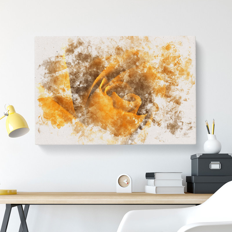 Golden Rose Flower - Wrapped Canvas, 40cm H x 60cm W x 3cm D