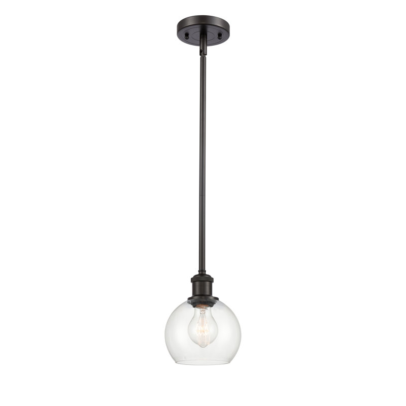 Luminaire suspendu sphère 1 lumière Cindi, H 7,88 po x l 6 po x P 6 po, Transparent, Bronze huilé
