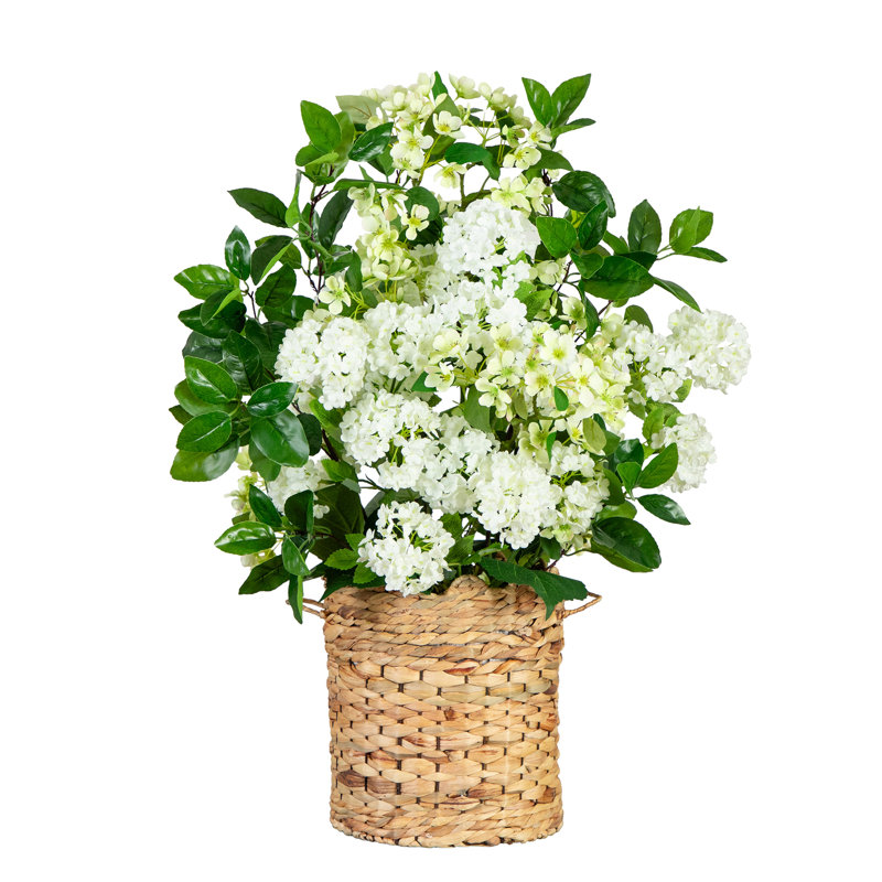 31in. Artificial Mixed Flower Arrangement in Hyacinth Weave Basket