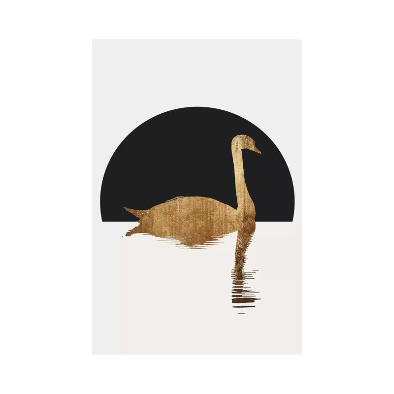 The Swan - Black by Kubistika - Wrapped Canvas Print, 66.04 cm H x 45.72 cm W x 3.175 cm D
