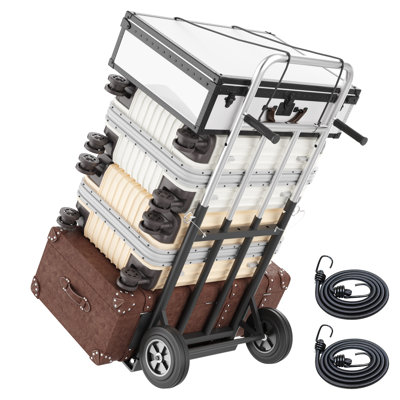 Chariot pliant robuste, chariot de transport convertible de charge de 330 lb avec roues d'escalade et prise confortable pour le déplacement, la livraison, (2 roues)