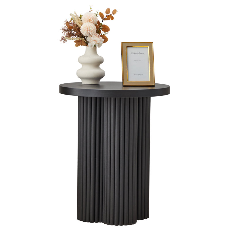 24" Round Pedestal Base End Table, Black