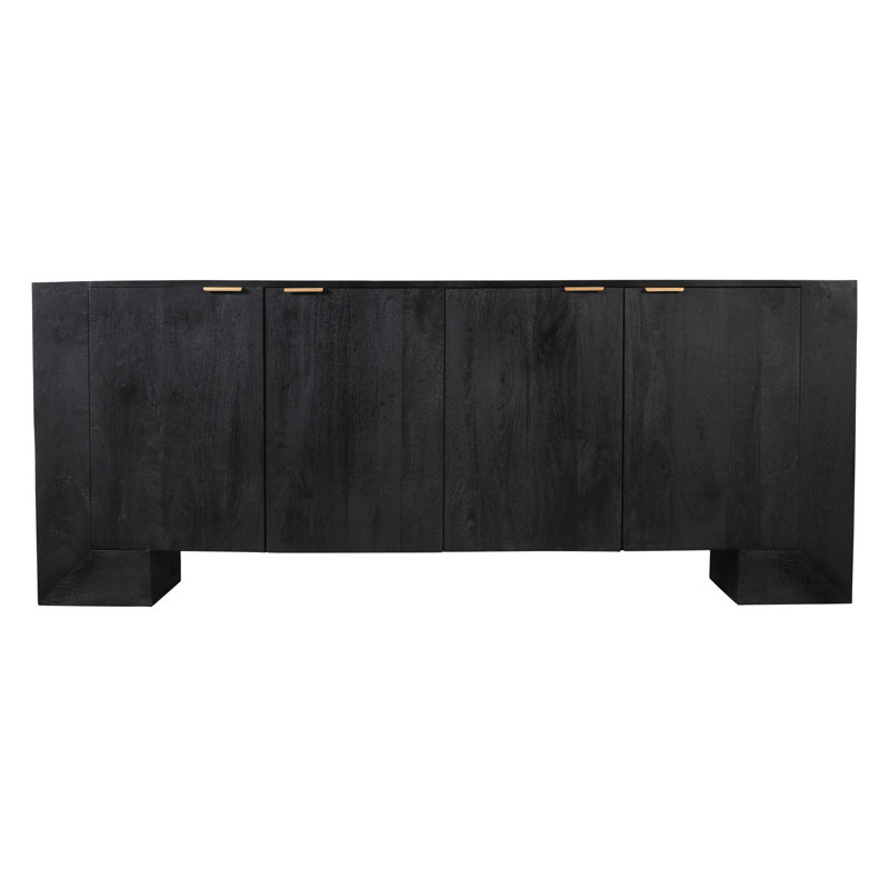 Amane 4-door Sideboard In Modern Charcoal Grey Finish On Mango Solid Wood