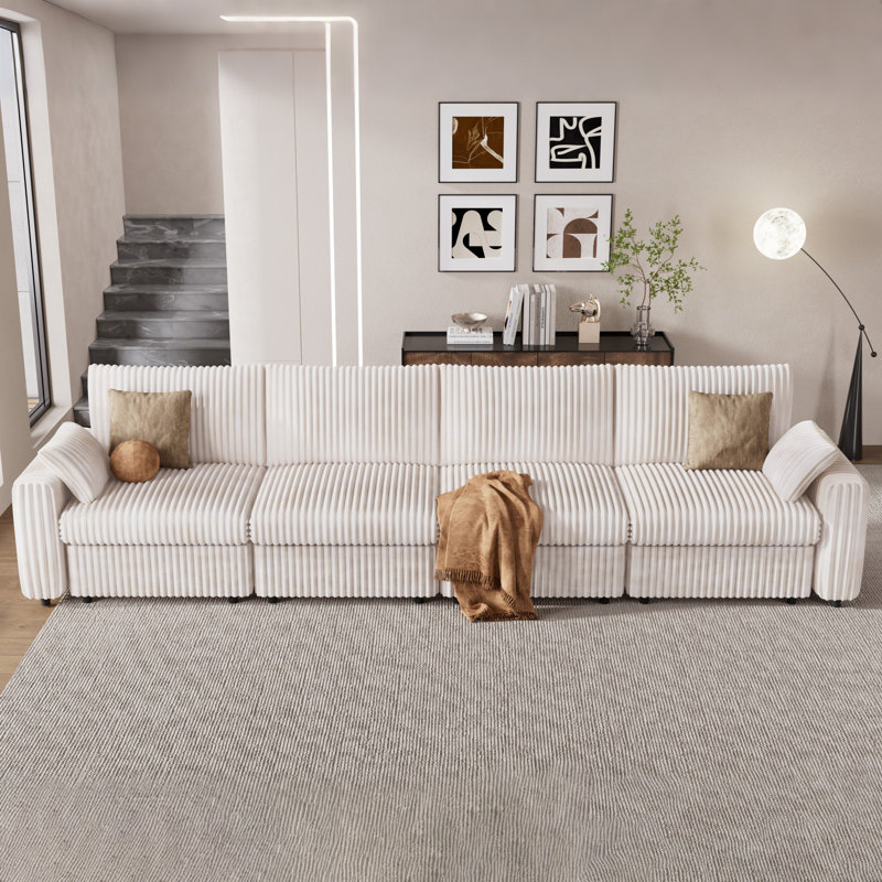170" Extra Large Modular Sectional Sofa, Plush Corduroy Fabric, Modern Oversized 4 Seat Sectional Couch With Deep Seat, Tool-Free Assembly