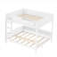 Grand lit superposé détachable axé sur le rangement, cadre de lit en bois pour chambre avec tablettes de rangement intégrées et garde-corps de sécurité, finition blanche