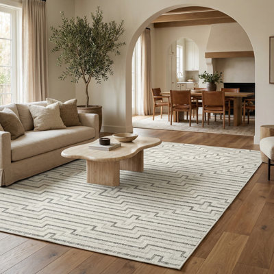 Tapis intérieur crème / beige à motif géométrique crème / beige 4 pi x 6 pi (3 pi 11 po x 5 pi 7 po) Tapis de salon, chambre à coucher, salle à manger et cuisine