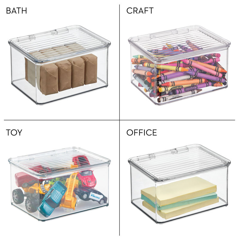 iDesign Stackable Hinged-Lid Pantry or Kitchen Storage Box - Lidded Storage Box for Organizing Cabinets and Under Sinks