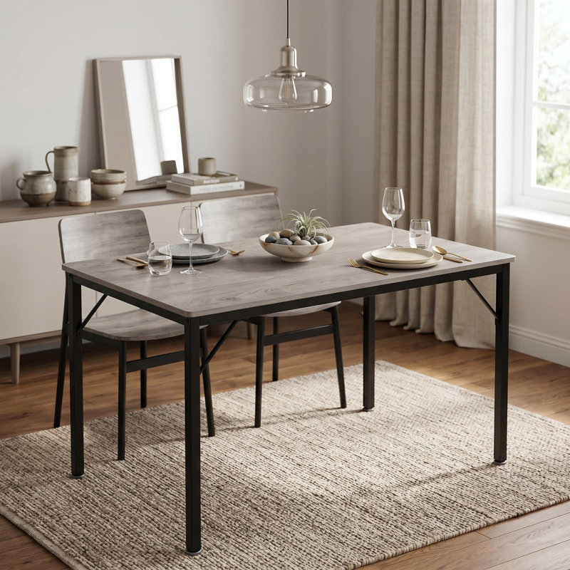 Table de salle à manger industrielle 43,3 po pour 4 personnes - Bureau de cuisine gris pour la salle à manger ou le salon (table seulement)
