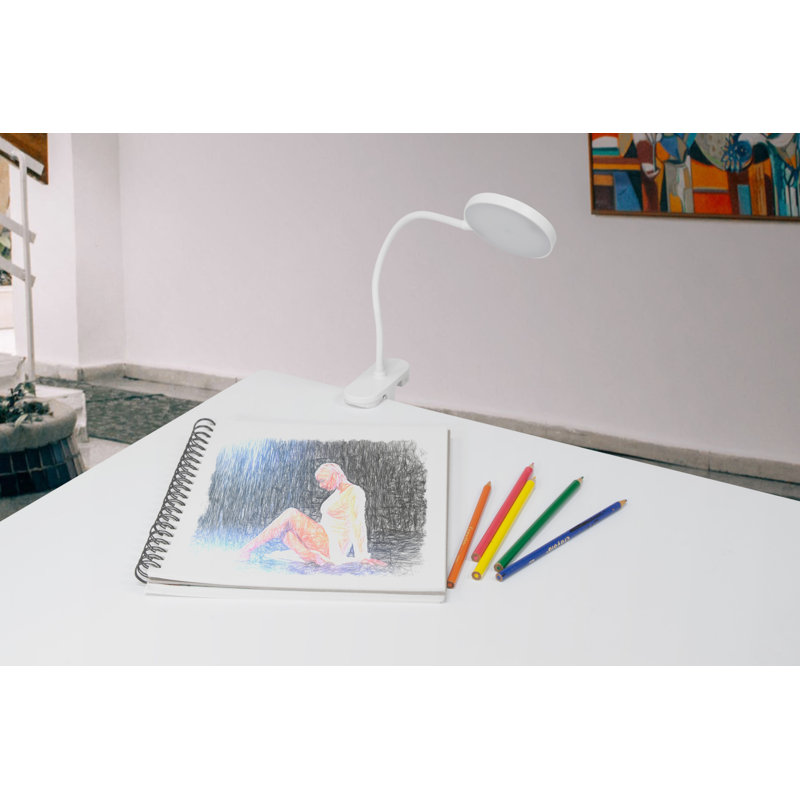 Adjustable White LED Clip-On Lamp with Flexible Neck