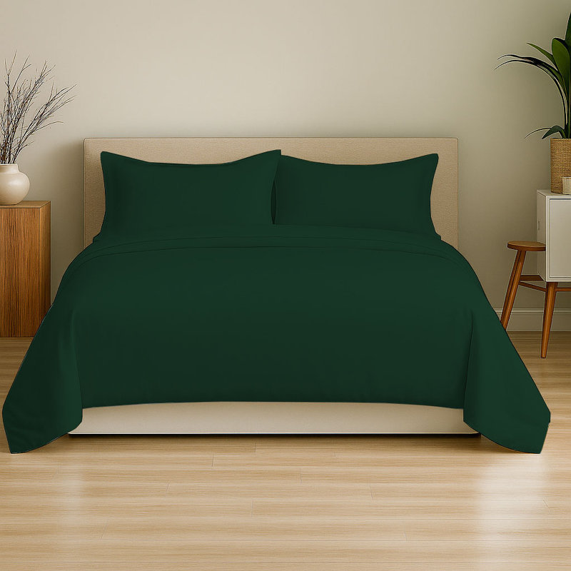 6-Piece Soft Microfiber Sheet Set, Emerald Green, Full Sheet Set with 4 Pillowcases