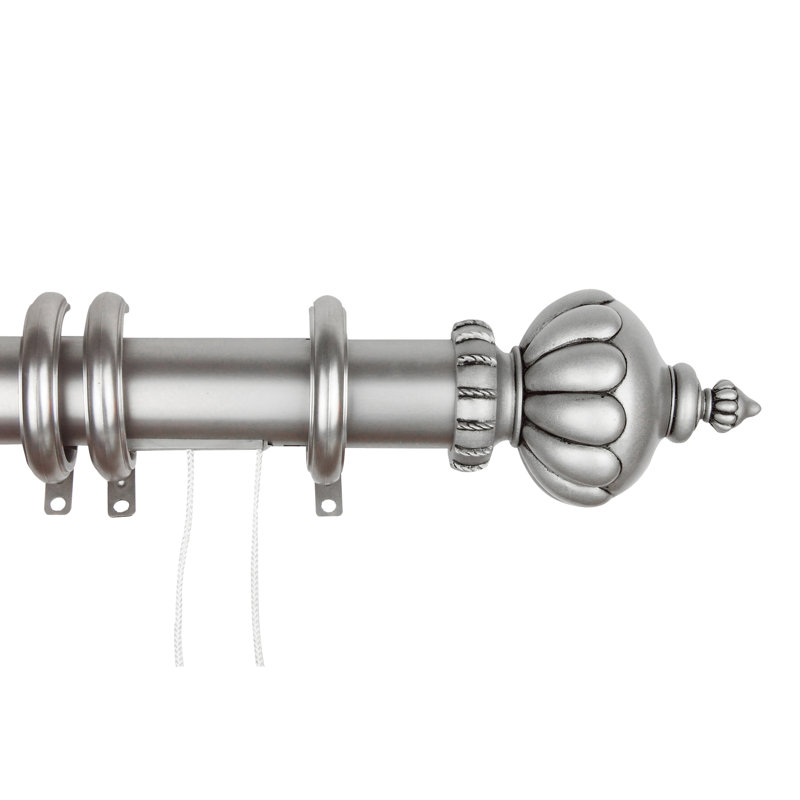 Joanie Steel Adjustable Single Curtain Rod, 30" - 48" W, Satin Nickel