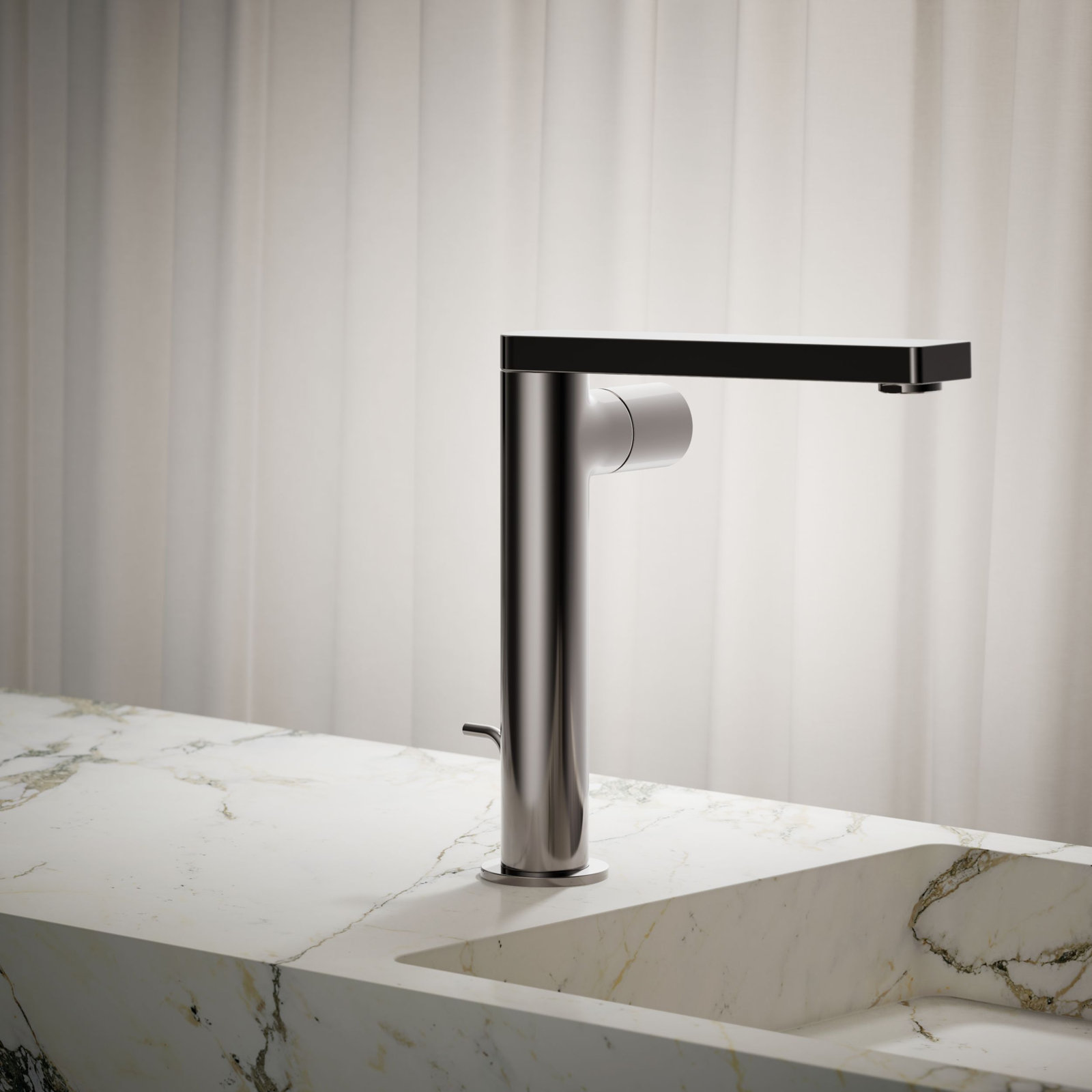 Single-Handle Bathroom Faucet with Drain Assembly, Vibrant Titanium