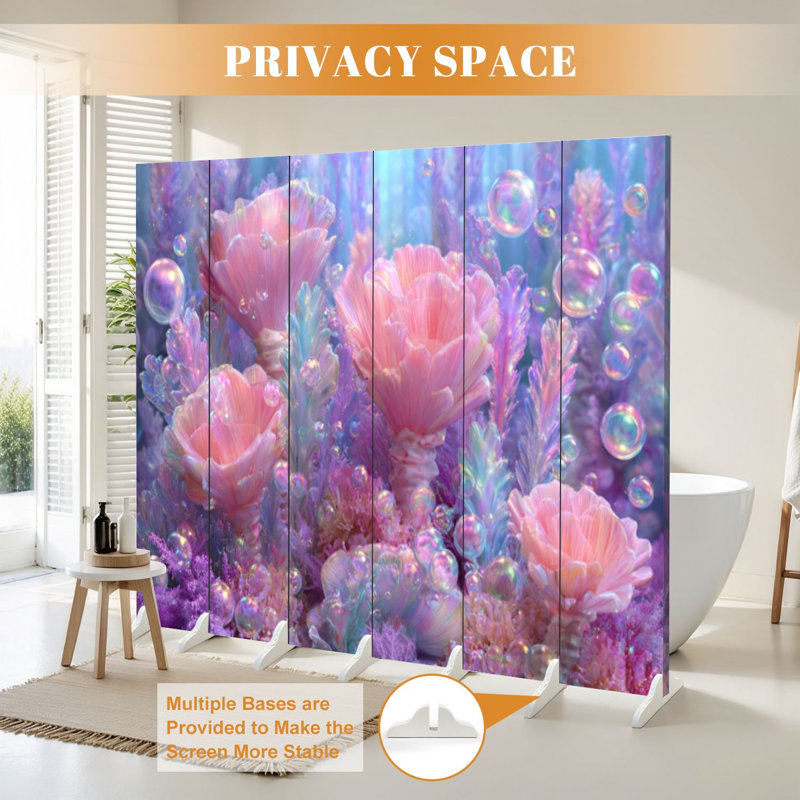 Cloison pliante à 6 panneaux avec paravent Royal Magical, 6, 71" H x 96" W x 1" D